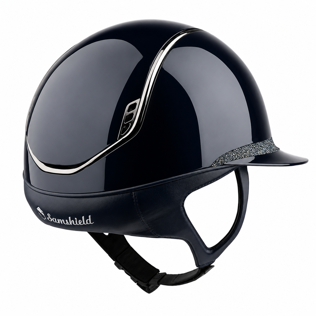 SAMSHIELD Kask jeździecki Miss Shield Shadowglossy 2.0 Crystal Fabric Swarovski Ocean Depth