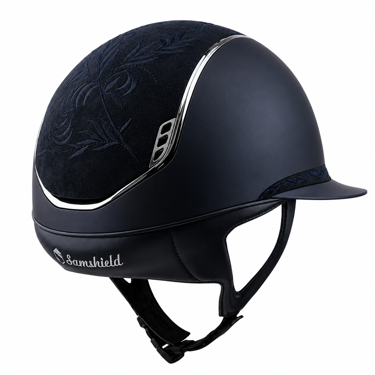 SAMSHIELD Kask jeździecki Shadowmatt 2.0 Embrodery Crystal Fabric Silver Navy