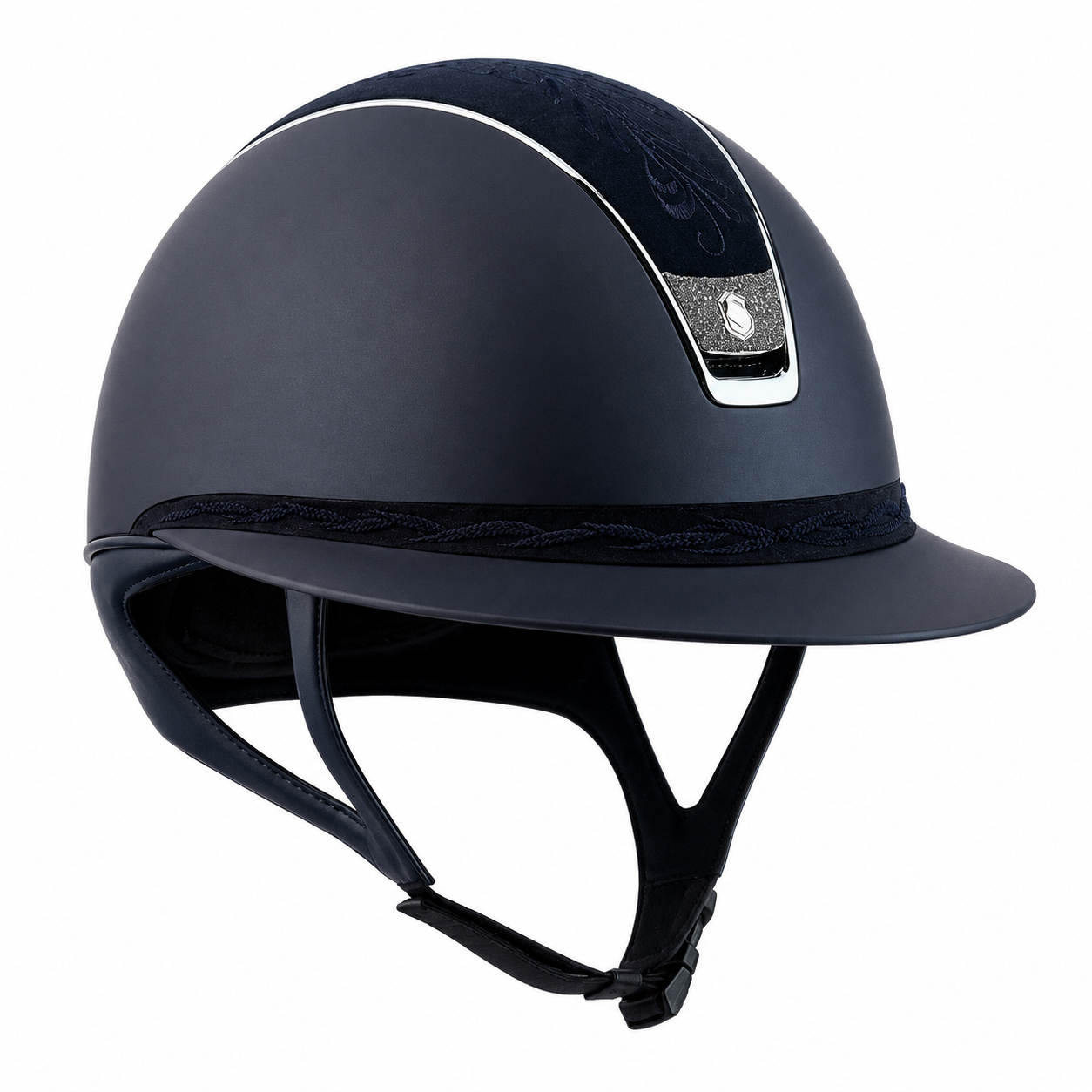SAMSHIELD Kask jeździecki Shadowmatt 2.0 Embrodery Crystal Fabric Silver Navy