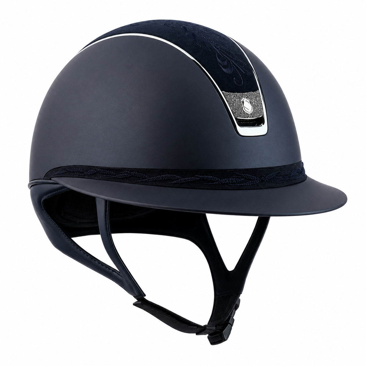 SAMSHIELD Kask jeździecki Shadowmatt 2.0 Embrodery Crystal Fabric Silver Navy