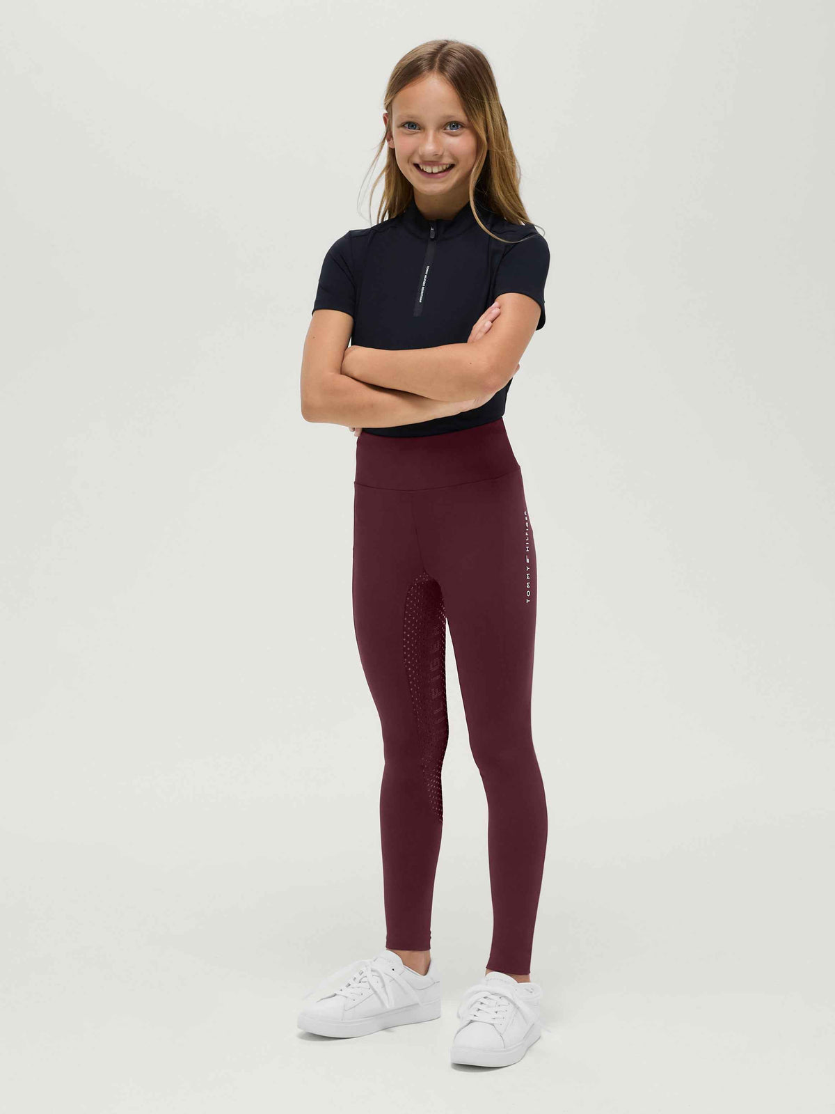 Tommy Hilfiger A/W 26 Legginsy młodzieżowe Devon Full Grip Deep Burgundy