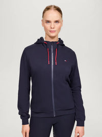 Granatowa bluza z kapturem Tommy Hilfiger Kingston, zamek, front z logo