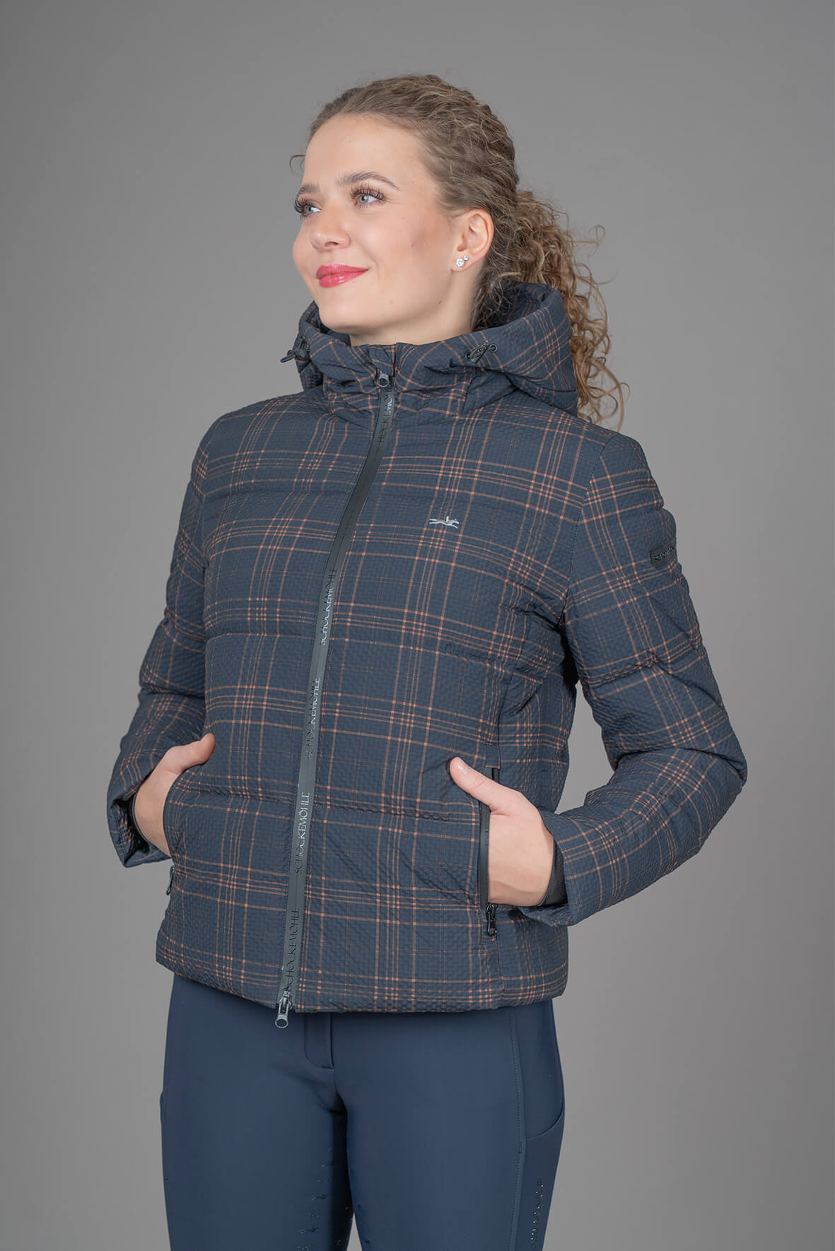 Schockemohle A/W 26 Kurtka zimowa Leni dark navy krata