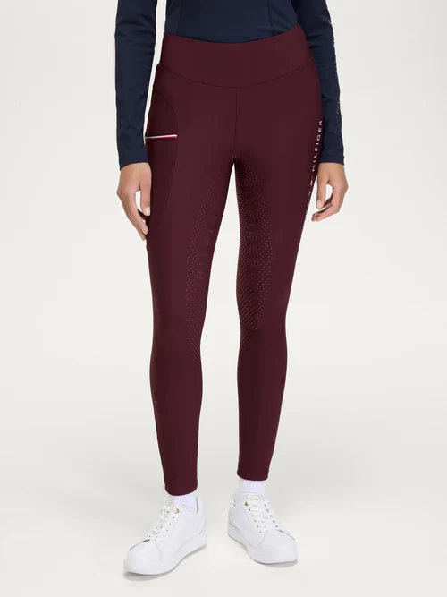 Tommy Hilfiger A/W 26 Legginsy jeździeckie z pełnym lejem Elmira Winter Deep Burgundy