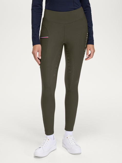 Tommy Hilfiger A/W 26 Legginsy jeździeckie z pełnym lejem Elmira Winter Camo Green