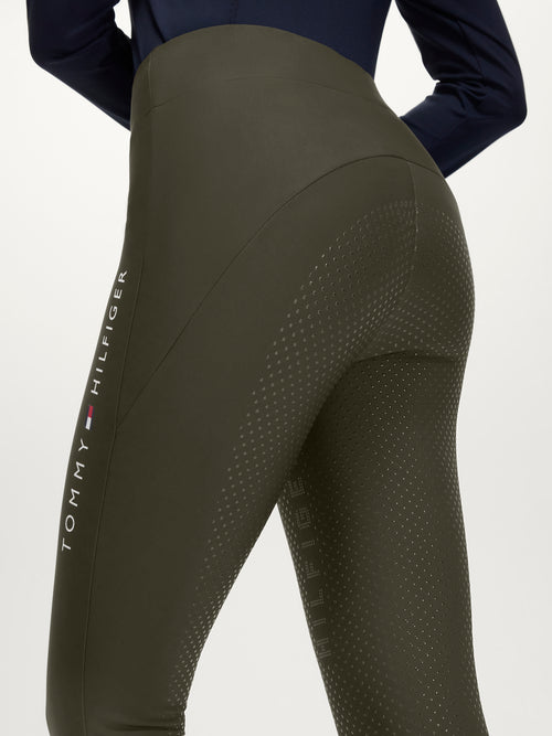 Tommy Hilfiger A/W 26 Legginsy jeździeckie z pełnym lejem Elmira Winter Camo Green