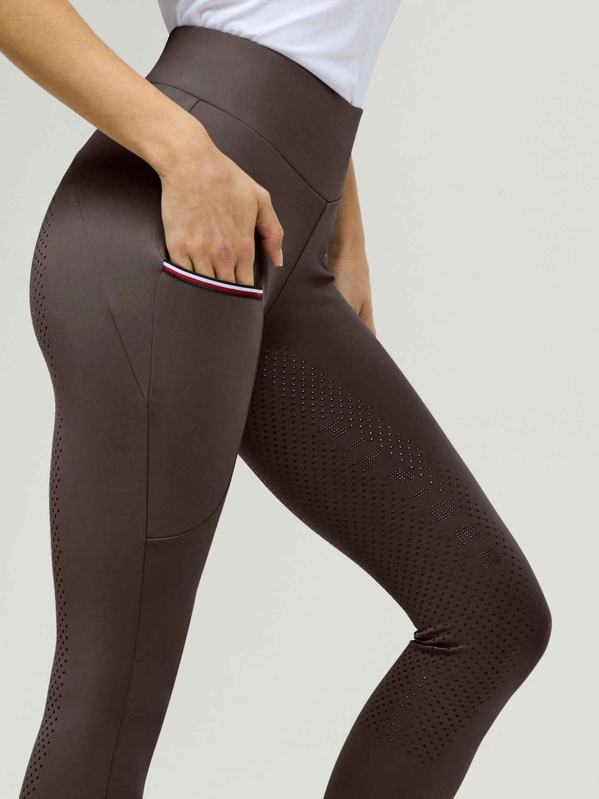 Tommy Hilfiger A/W 26 Legginsy całoroczne Elmira pełny lej Cacao