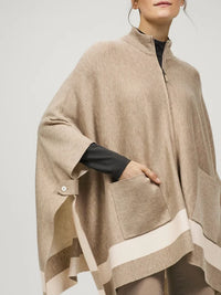 Tommy Hilfiger A/W 26 Peleryna dzianinowa Greenwood Taupe