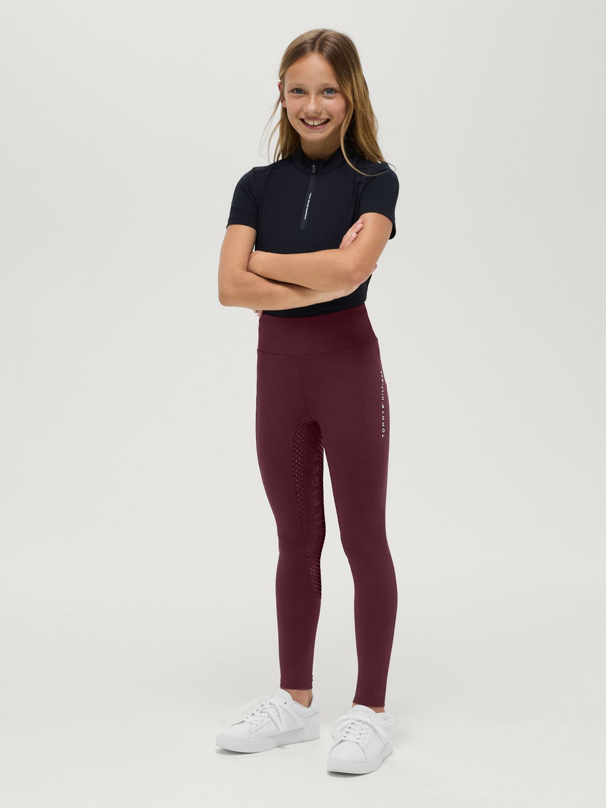 Tommy Hilfiger A/W 26 Legginsy młodzieżowe Devon Full Grip Deep Burgundy