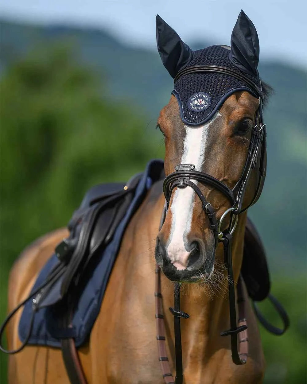 Nauszniki dla konia Tommy Hilfiger Equestrian  Emory Fly Hood Desert Sky