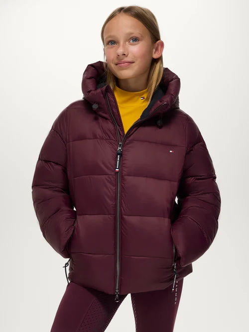 Tommy Hilfiger A/W 26 Kurtka pikowana Glendale Junior Deep Burgundy