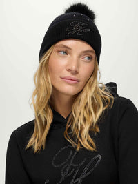 Tommy Hilfiger A/W 26 Czapka pom pom Daly Strass Black