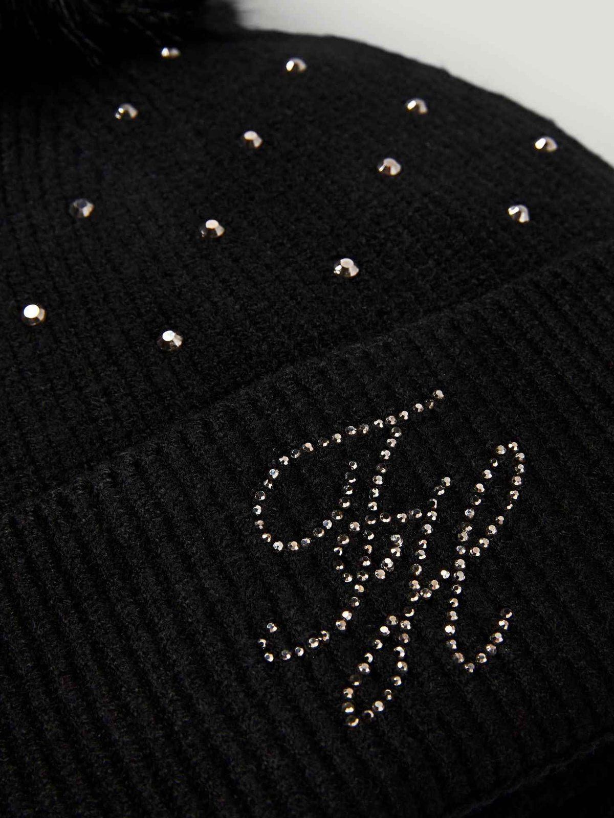 Tommy Hilfiger A/W 26 Czapka pom pom Daly Strass Black