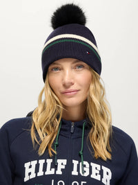 Tommy Hilfiger A/W 26 Czapka pom pom Dean Desert Sky