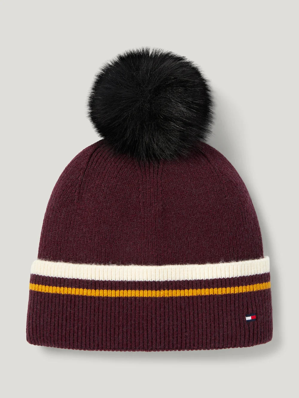 Tommy Hilfiger A/W 26 Czapka pom pom Dean Deep Burgundy