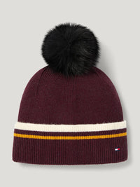 Tommy Hilfiger A/W 26 Czapka pom pom Dean Deep Burgundy
