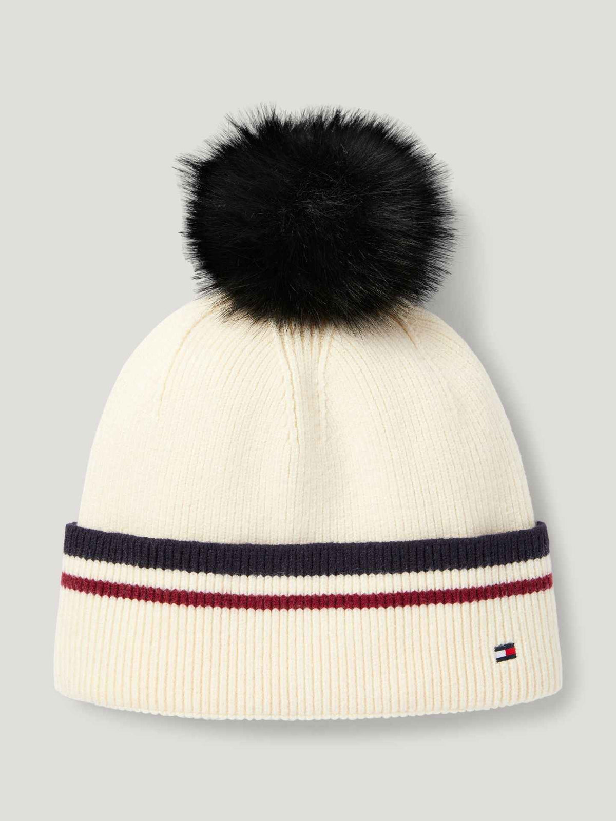 Tommy Hilfiger A/W 26 Czapka pom pom Dean Ecru