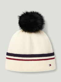 Tommy Hilfiger A/W 26 Czapka pom pom Dean Ecru