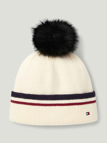 Tommy Hilfiger A/W 26 Czapka pom pom Dean Ecru