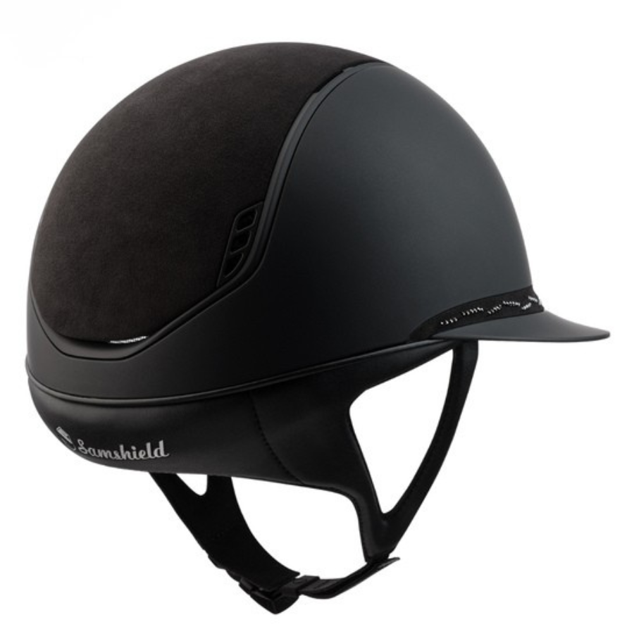 SAMSHIELD Kask Miss Shield 2.0 Shadowmatt Alcantara/Flower Swarovski Black