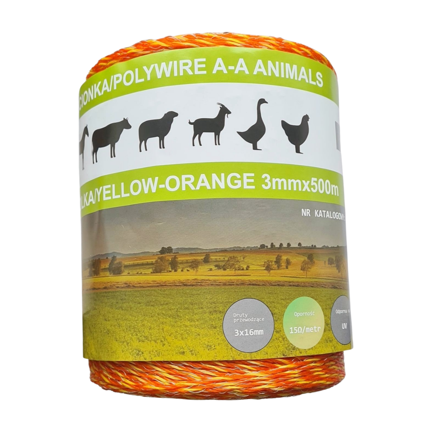 Plecionka ogrodzeniowa żółto - pomarańczowa Animals Basic 500 m - Cavalo