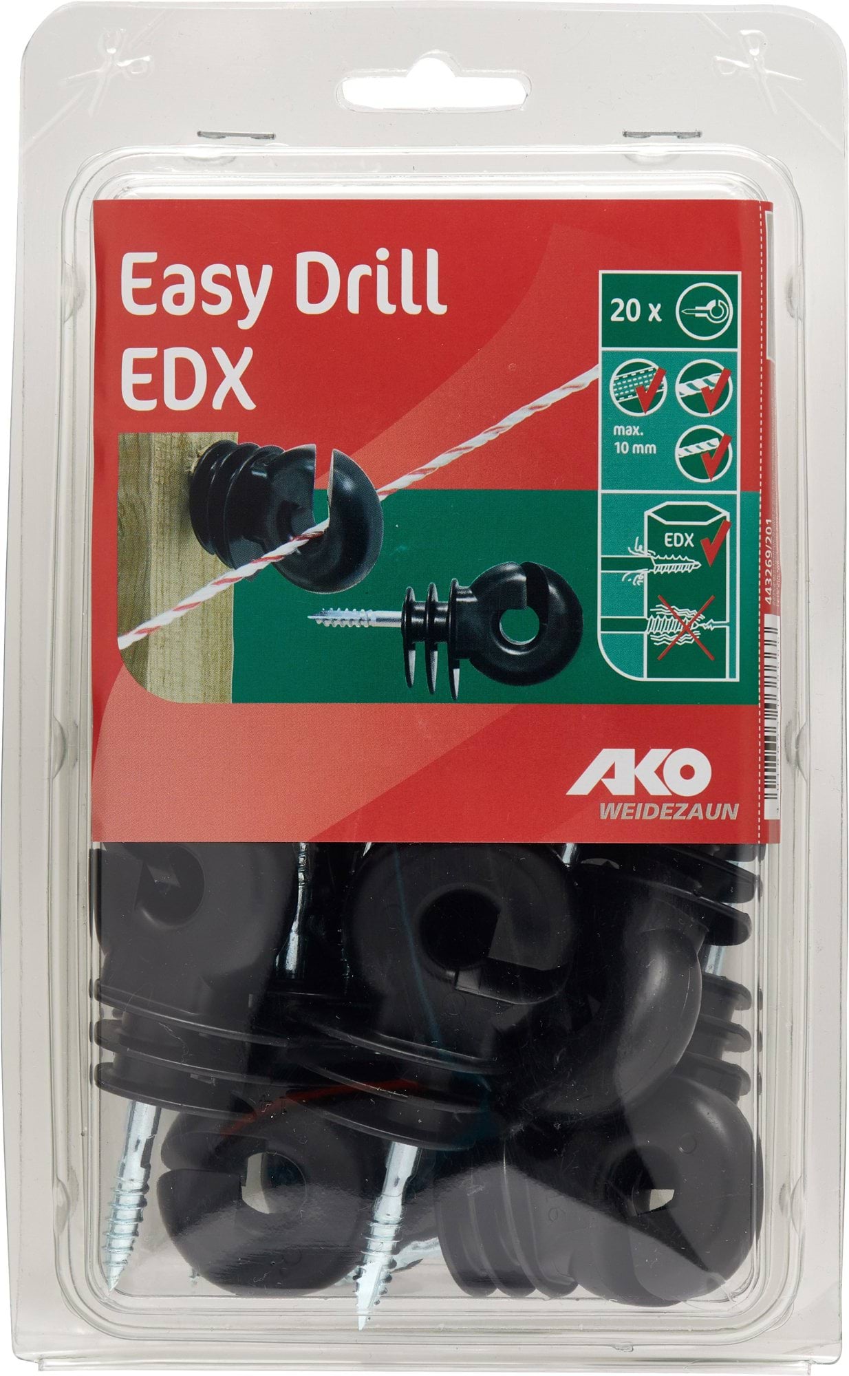 Izolator pierścieniowy Easy-Drill EDX wzmacniany, czarny, 20 szt, AKO - Cavalo