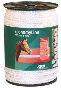 Linka ogrodzeniowa ECONOMY, 200 m x 6 mm, biała, Kerbl - Cavalo