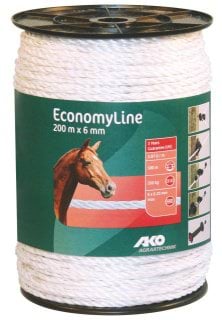 Linka ogrodzeniowa ECONOMY, 200 m x 6 mm, biała, Kerbl - Cavalo