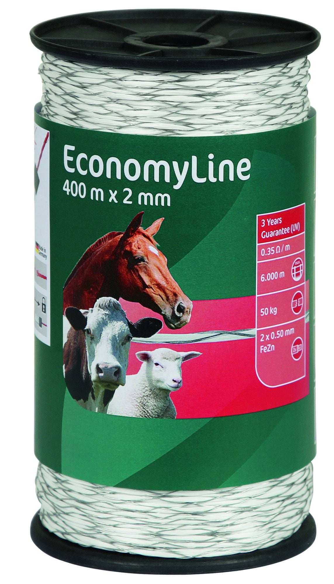 Plecionka ogrodzeniowa ECONOMY, 400 m, biała, AKO - Cavalo