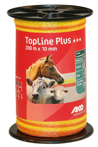 Taśma ogrodzeniowa TOP LINE PLUS Tricond, 200 m x 10 mm, żółto-pomarańczowa, AKO - Cavalo