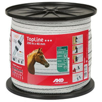 Taśma ogrodzeniowa TOP LINE Tricond 200m x 40mm  biało-czarna AKO - Cavalo