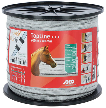 Taśma ogrodzeniowa TOP LINE Tricond 200m x 40mm  biało-czarna AKO - Cavalo
