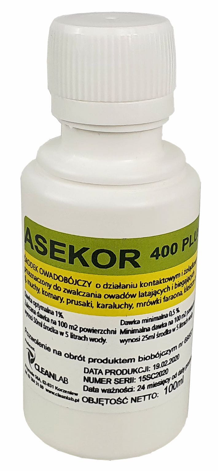 Środek owadobójczy na owady biegające i latające ASEKOR 400 Plus koncentrat 100 ml - Cavalo