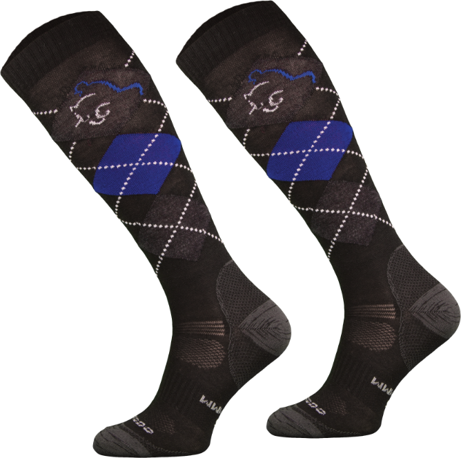 Comodo podkolanówki jeździeckie Merino Karo black/navy - Cavalo