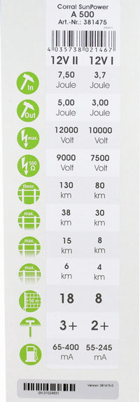 Elektryzator akumulatorowy Corral A 500, dla koni, bydła, dzików, owiec i kóz, 7,5 J - Cavalo