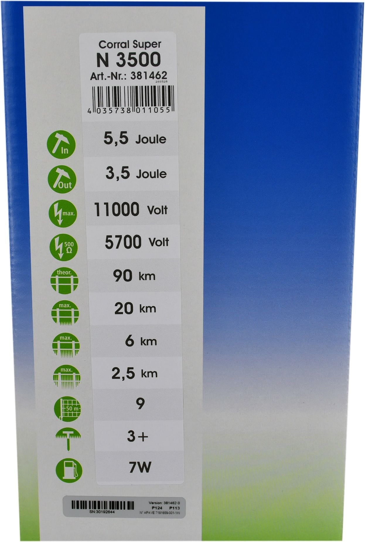 Elektryzator sieciowy Corral N 3500, na dziki, dla koni, bydła, owiec i kóz, 5,5 J - Cavalo