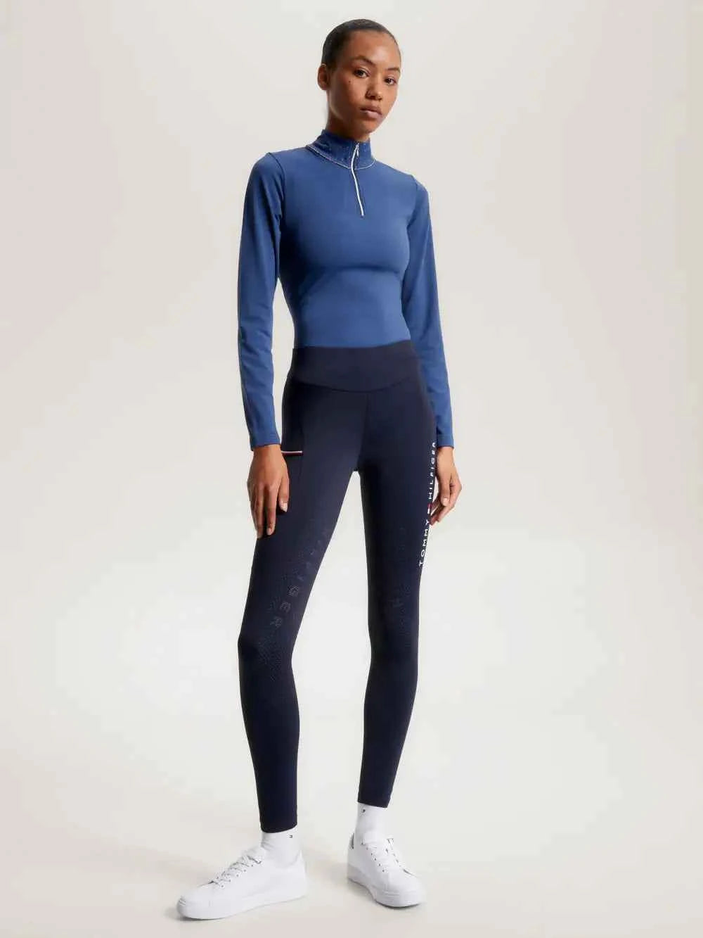 Tommy Hilfiger Legginsy zimowe Elmira pełny lej granatowy