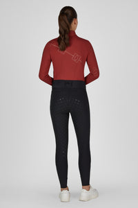 Legginsy jeździeckie Eskadron Heritage 26/27 PRO FULL GRIP w kolorze Black – na modelce, widok z tyłu