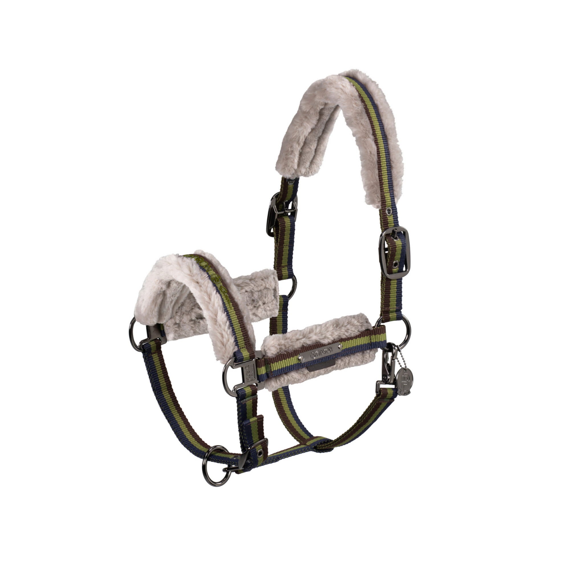 Kantar Eskadron Double Pin Girth Fauxfur Moss Green Platinum 24 - Cavalo