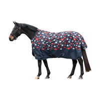 HKM Derka padokowa Highneck Norwich 600D gładkie podszycie niebieski gwiazdy - Cavalo
