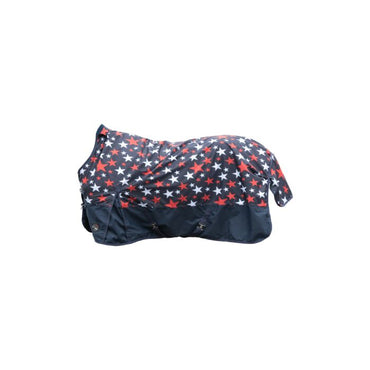 HKM Derka padokowa Highneck Norwich 600D gładkie podszycie niebieski gwiazdy - Cavalo