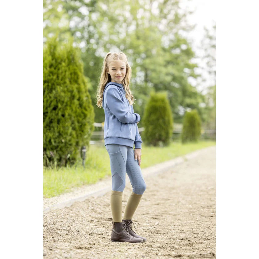 Legginsy jeździeckie z siateczką S/S 2026, dziecięce, smoked blue, Covalliero