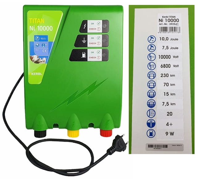 Elektryzator sieciowy KERBL TITAN Ni 10000 dla koni 10,0 J - Cavalo