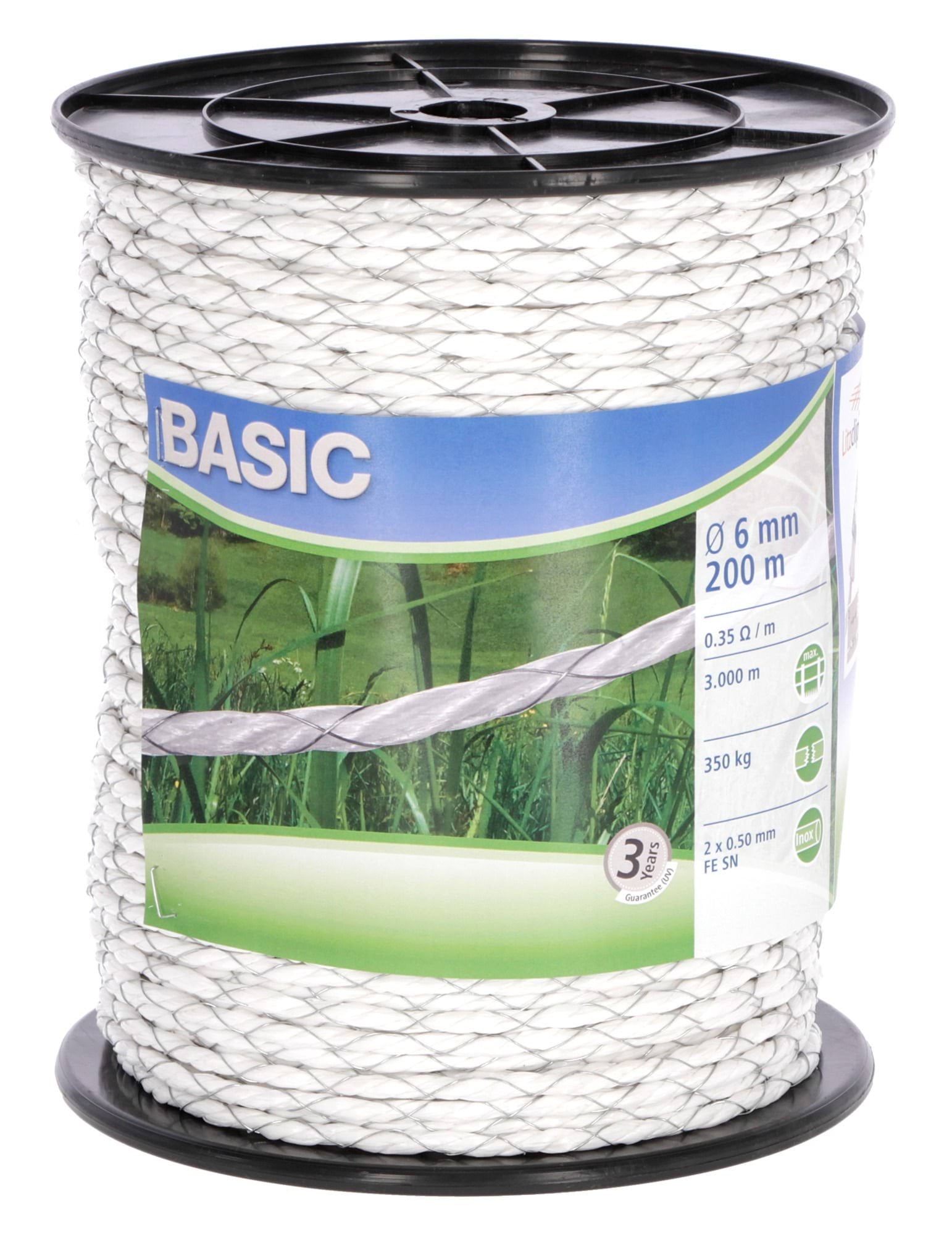 Linka BASIC, 200 m x 6 mm, biała, Kerbl - Cavalo