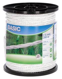 Linka ogrodzeniowa BASIC, 200 m x 6 mm, biała, Kerbl - Cavalo