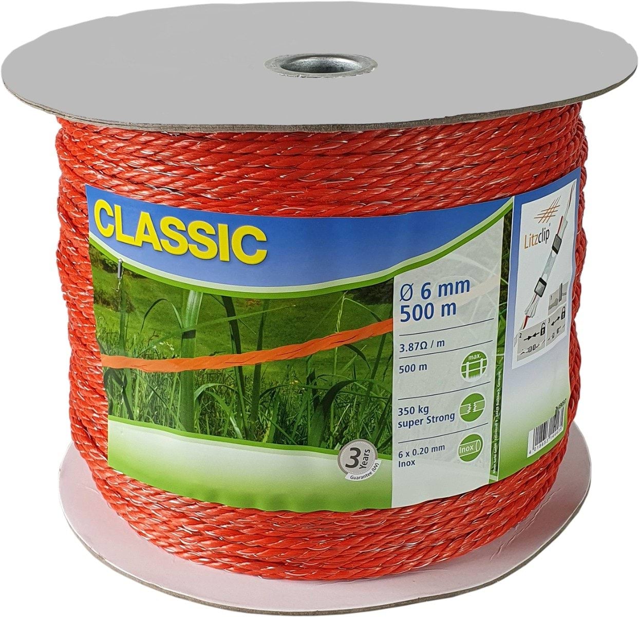 Linka ogrodzeniowa CLASSIC, 500 m x 6 mm, pomarańczowa, Kerbl - Cavalo