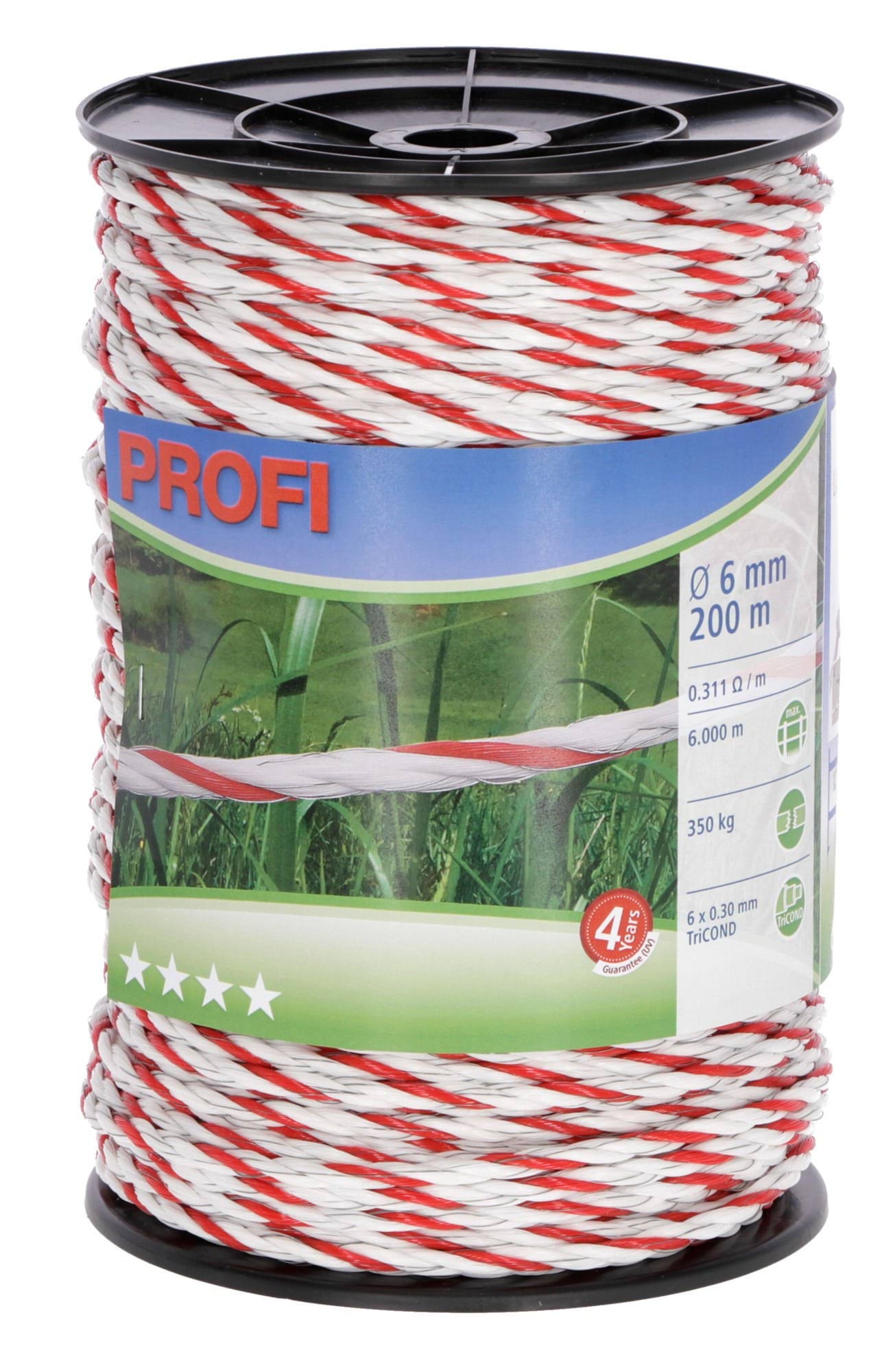 Linka PROFI 200 m, 6 mm, 6 x 0,30 mm, biało-czerwona - Cavalo