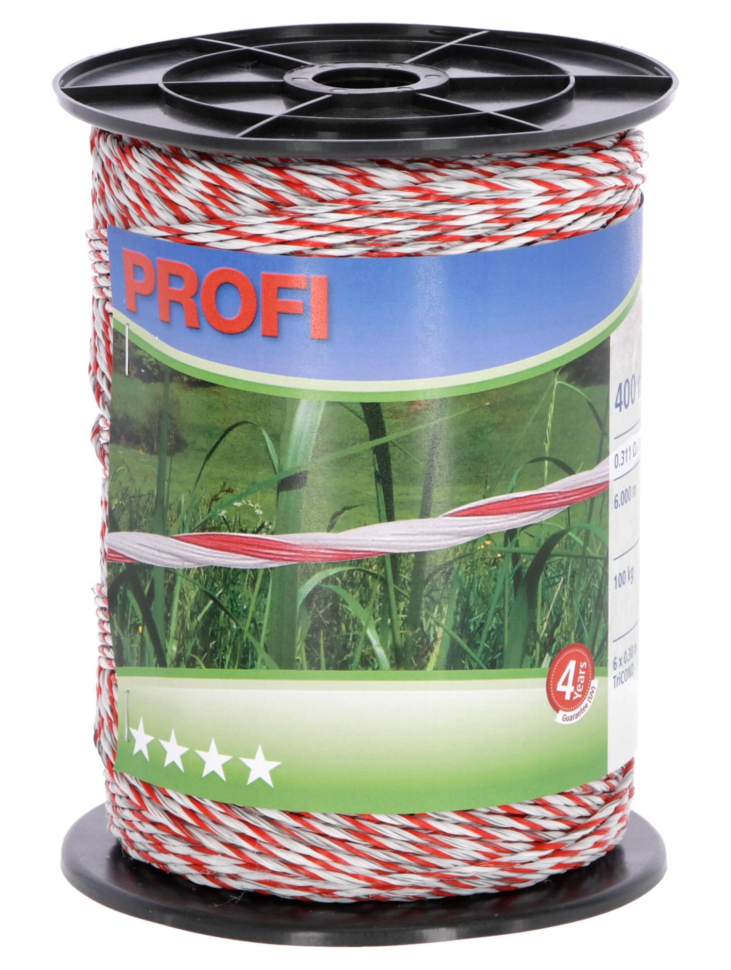 Plecionka ogrodzeniowa PROFI, 400 m x 2 mm, biało-czerwona, Kerbl - Cavalo