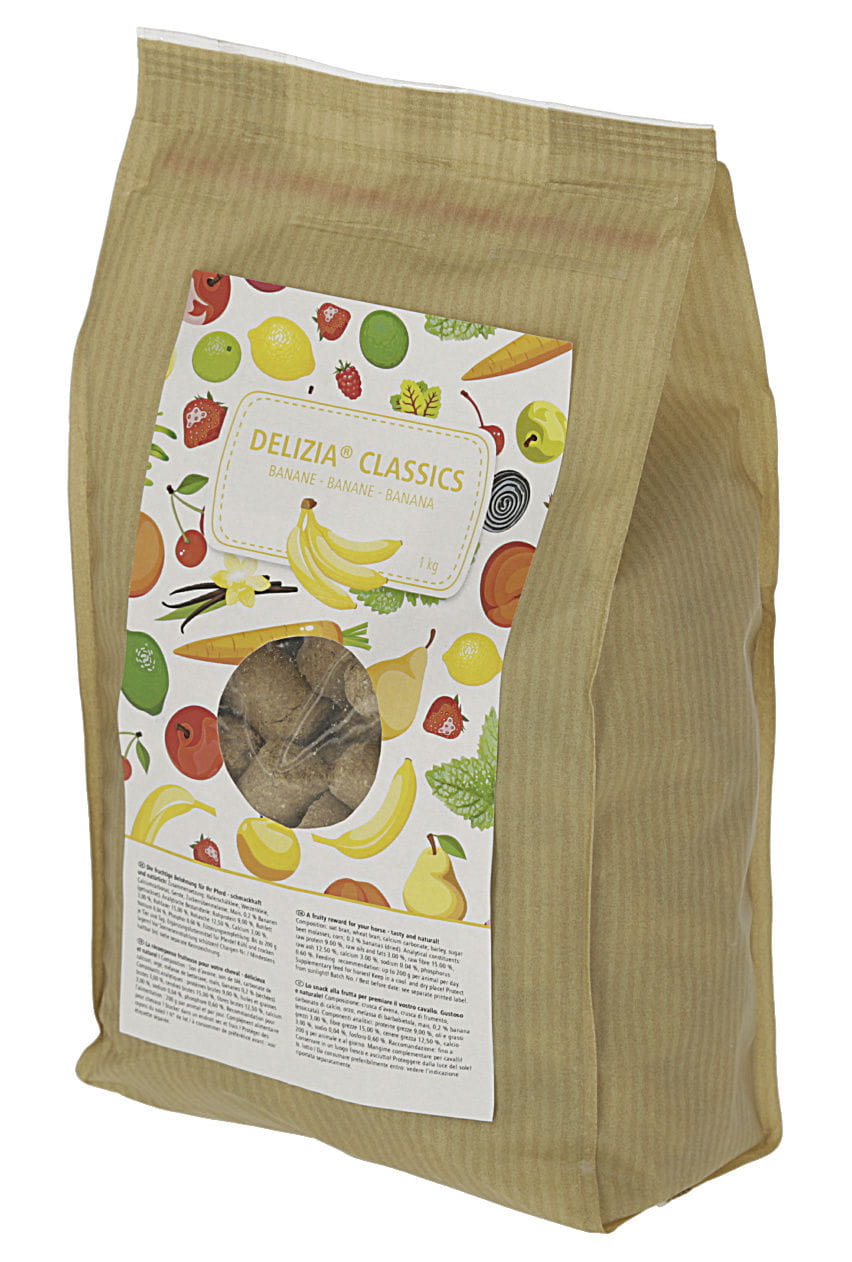 Smakołyki dla konia Delizia Classic, banan, 1 kg, Kerbl - Cavalo