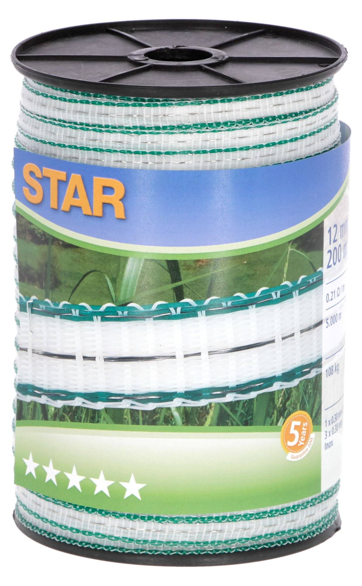 Taśma ogrodzeniowa STAR 200 m x 12 mm, biało-zielona, Kerbl - Cavalo